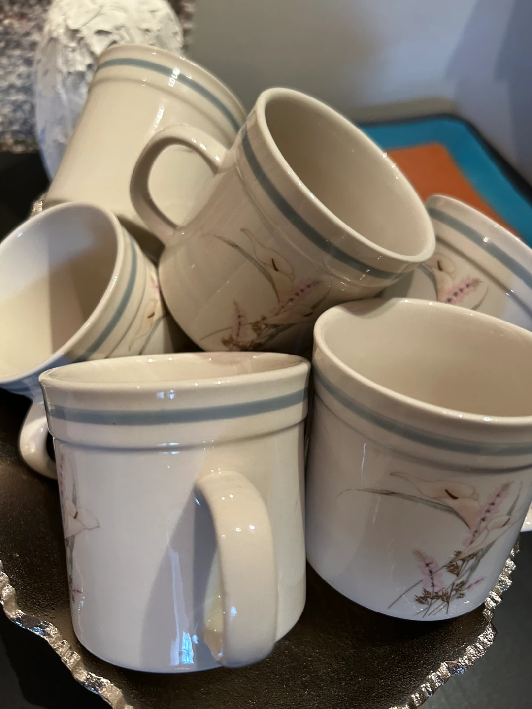 Set of 8 Ceramic Mugs with Floral Design - photo 4