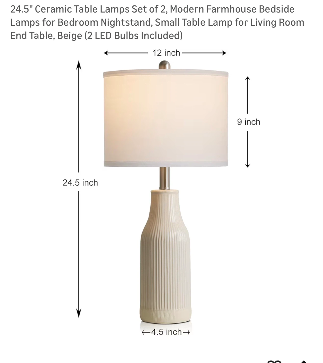 uSumkky Ceramic Table Lamps Set of 2, Beige - photo 3