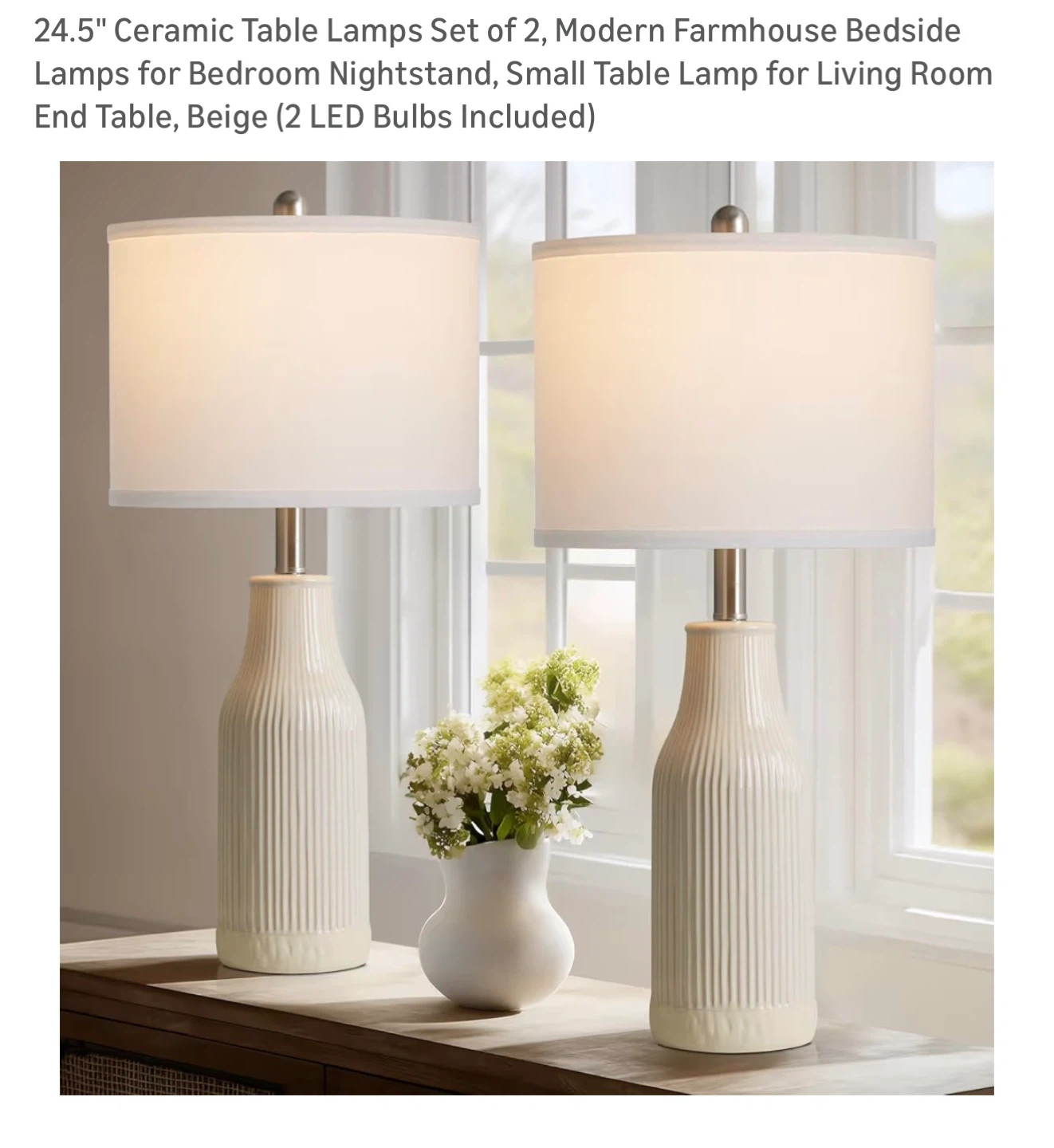 uSumkky Ceramic Table Lamps Set of 2, Beige - photo 2