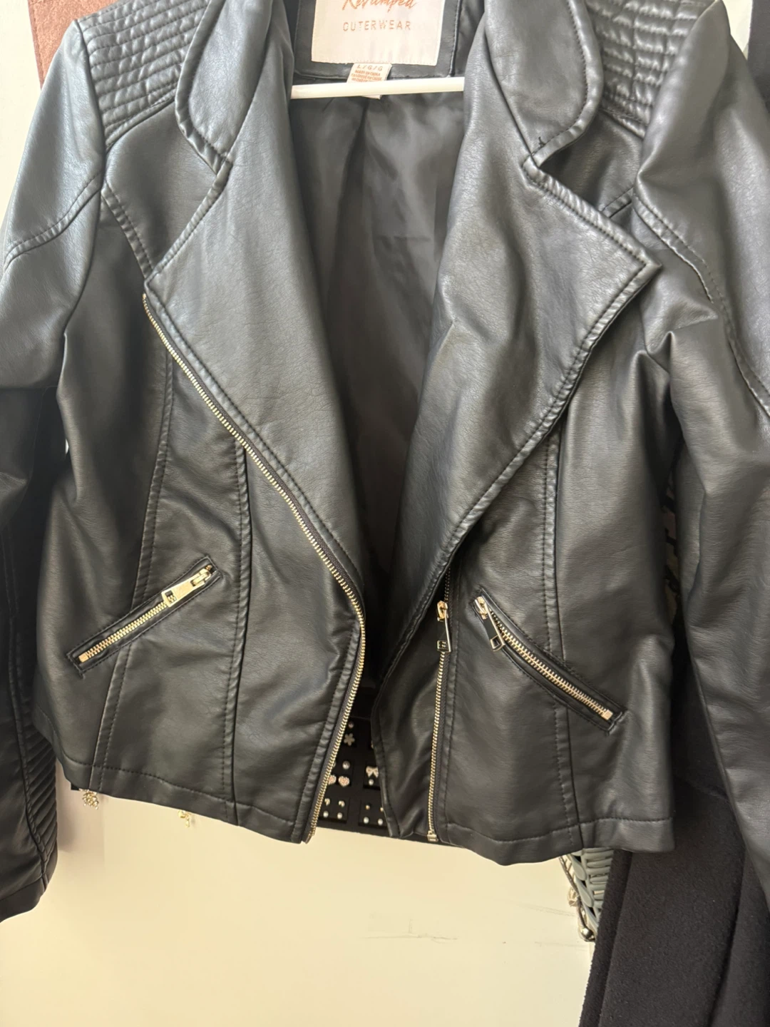 Black Faux Leather Moto Jacket