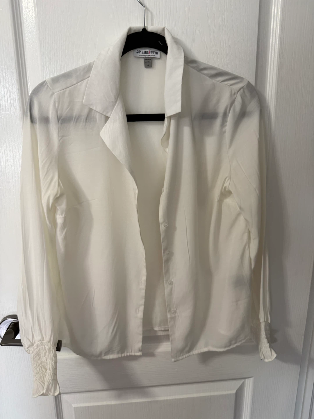 Women's White Collared Button-Up Shirt