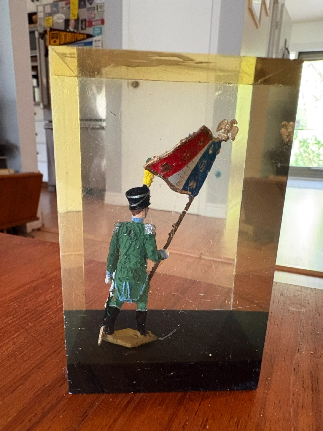 60’s PU 74 Paris Napoleonic Soldier Lucite Paperweight - photo 3