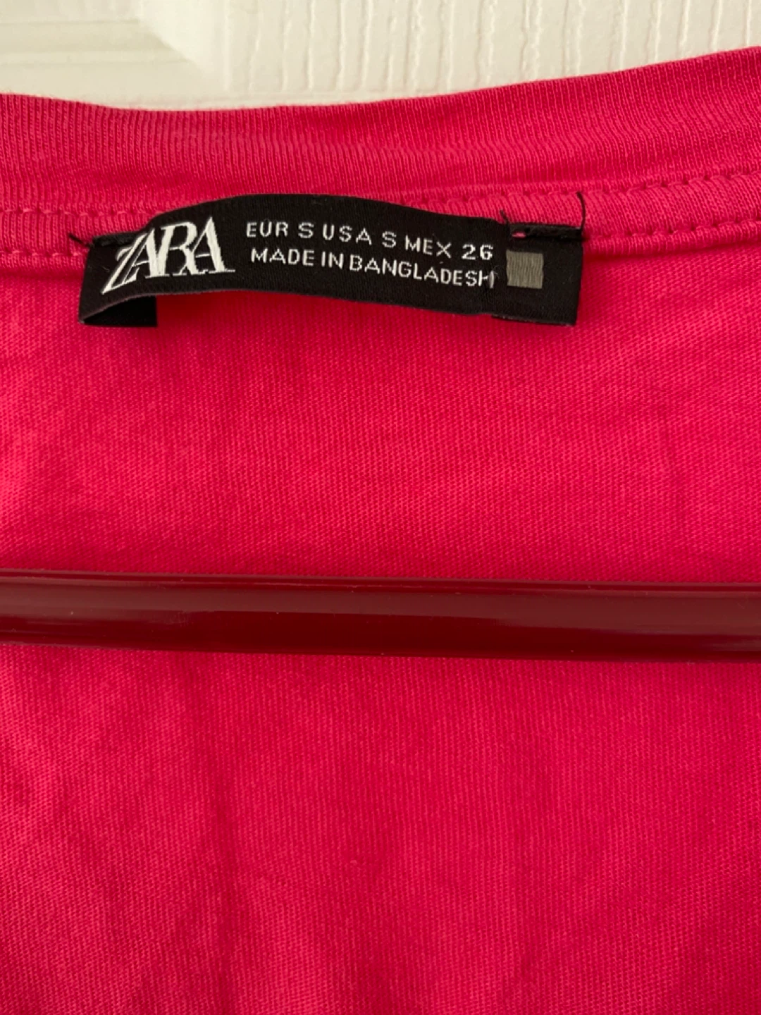 ZARA V-Neck T-Shirt - Hot Pink - Size S - photo 2