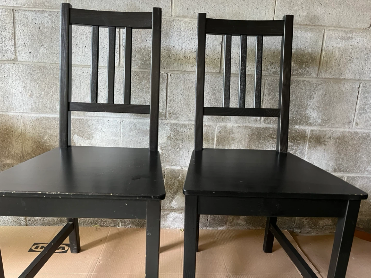 IKEA Black Stefan Wooden Chairs (2)