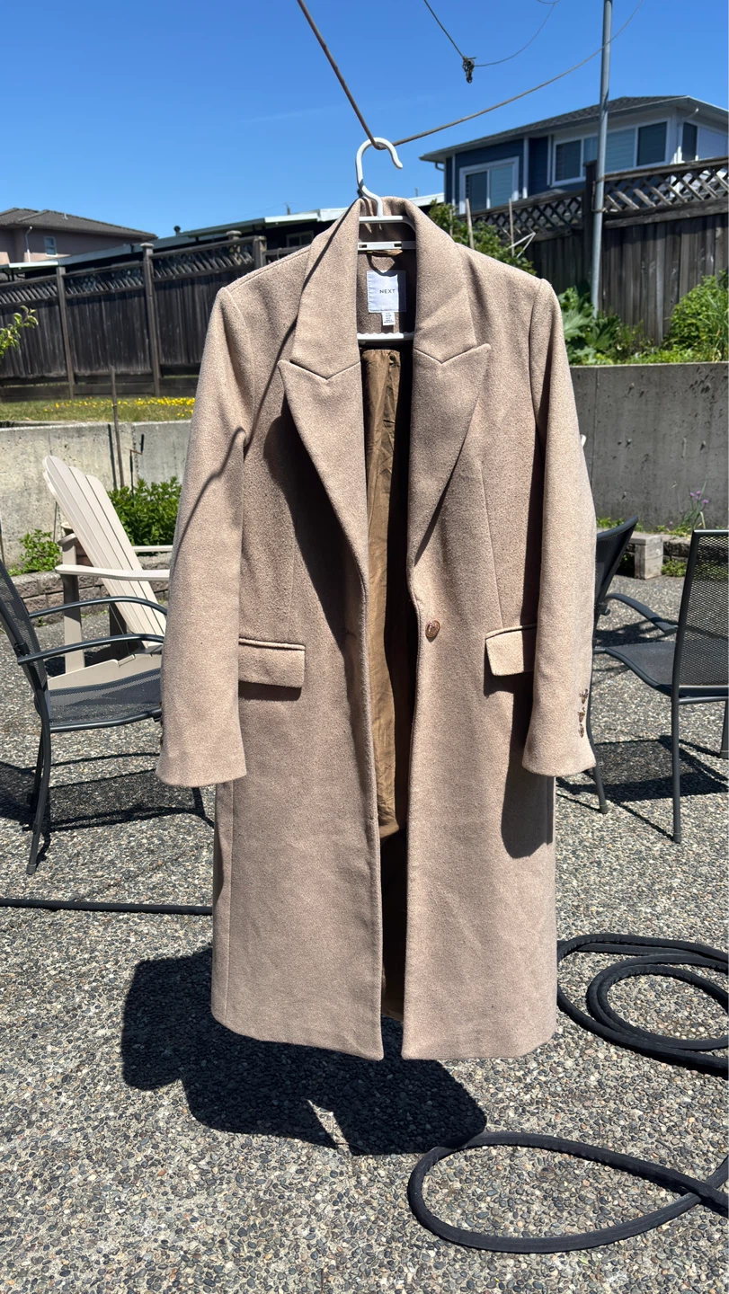 Next Women's Camel Wool Blend Overcoat - Size 10 - photo 2