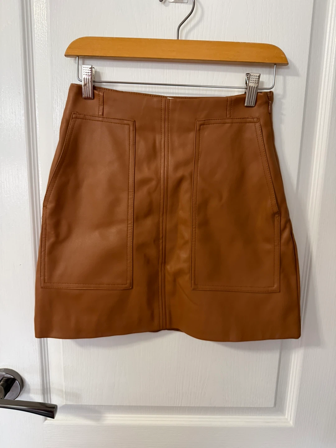 Brown Faux Leather Mini Skirt