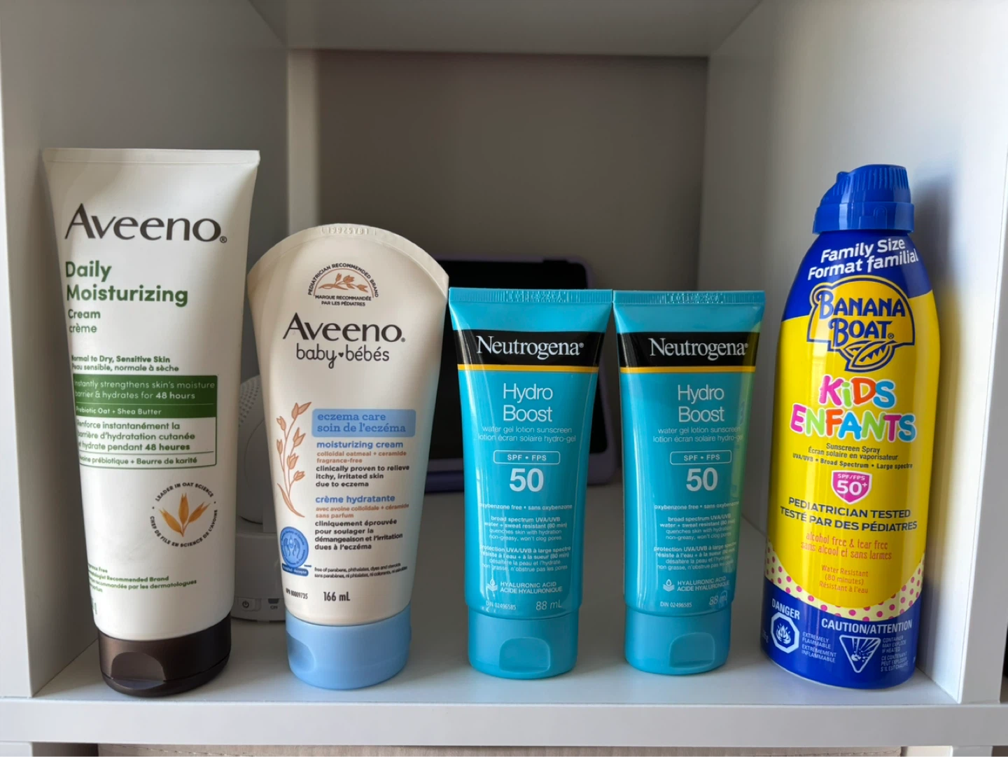 Aveeno Lotion, Neutrogena, and Banana boast Sunscreens