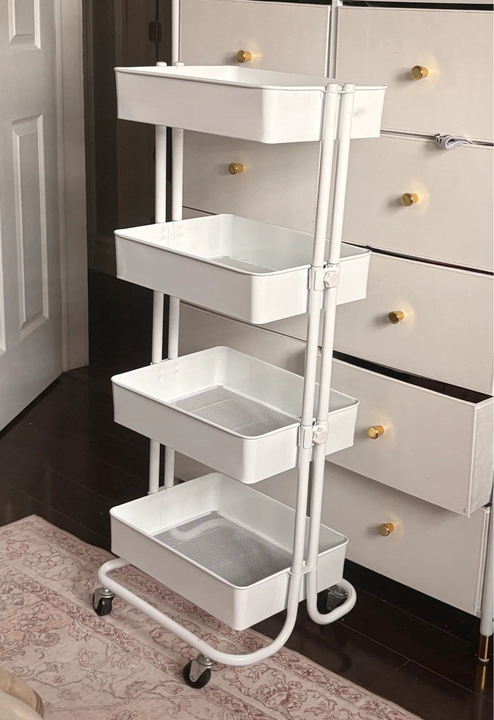 White 4-Tier Rolling Storage Cart