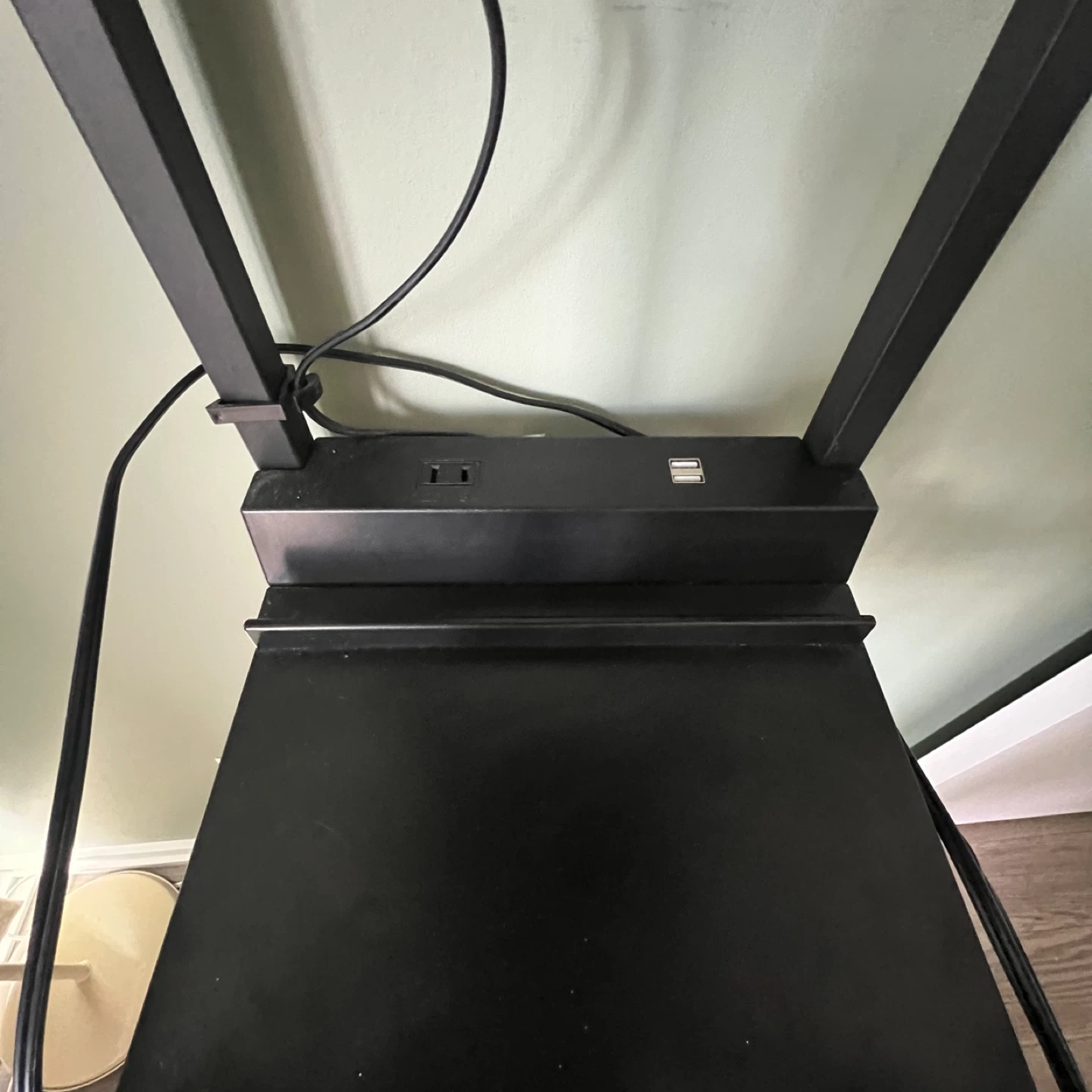 Black Floor Lamp with Shelves and USB Ports - photo 2