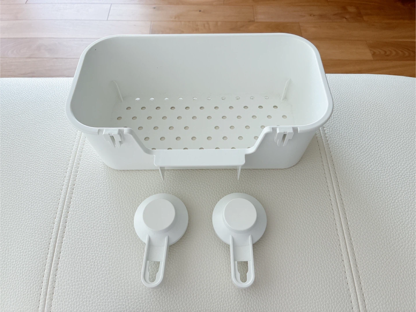 White Plastic Shower Caddy with Suction Cups
