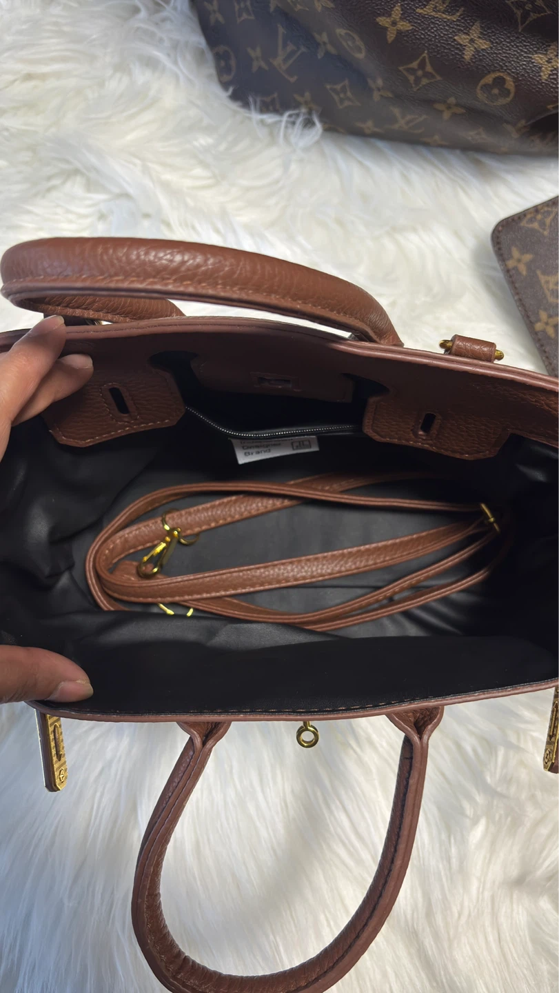 Brown Faux Leather Top Handle Bag - photo 2