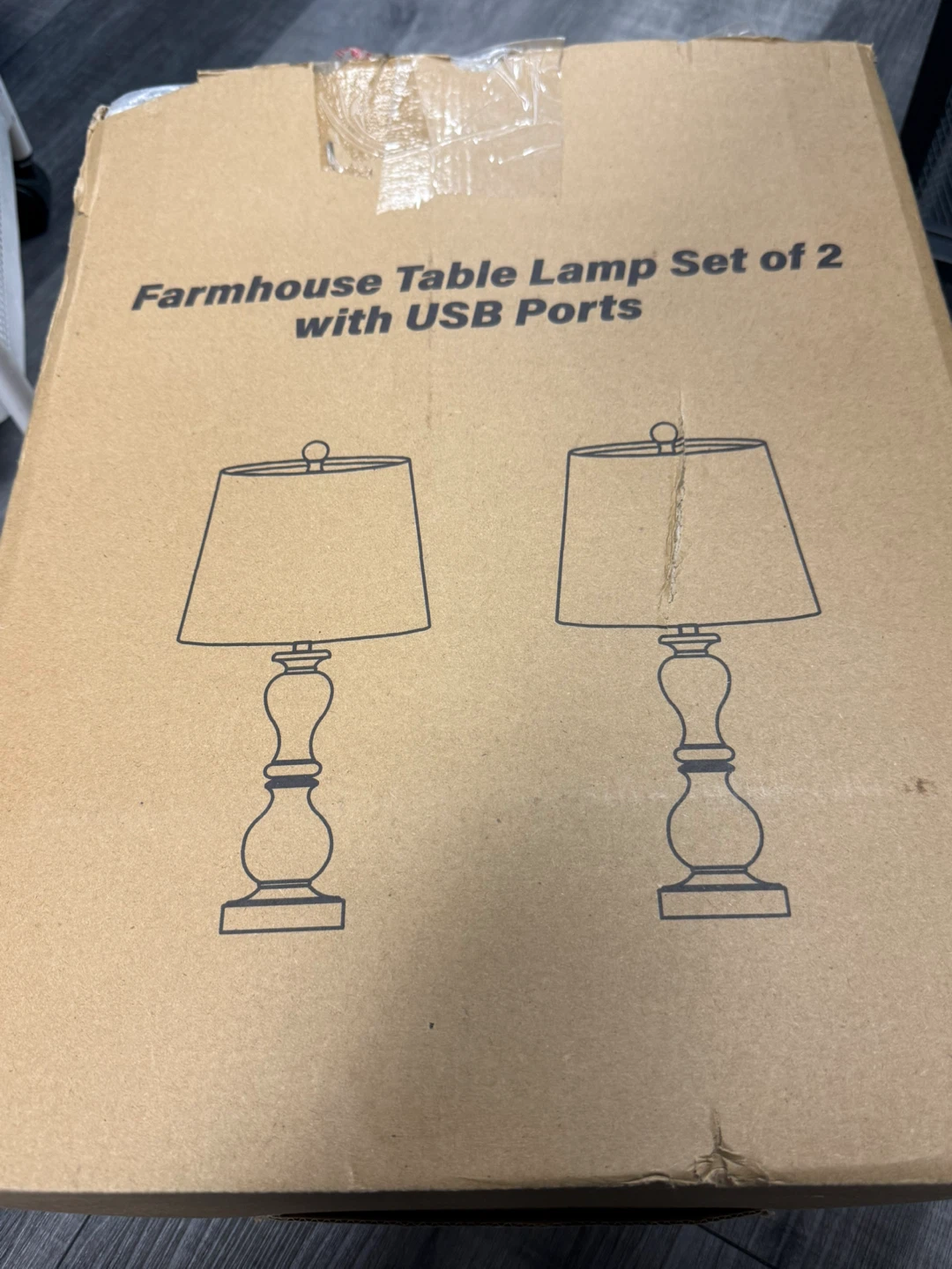 Farmhouse Table Lamp Set of 2 with USB Ports