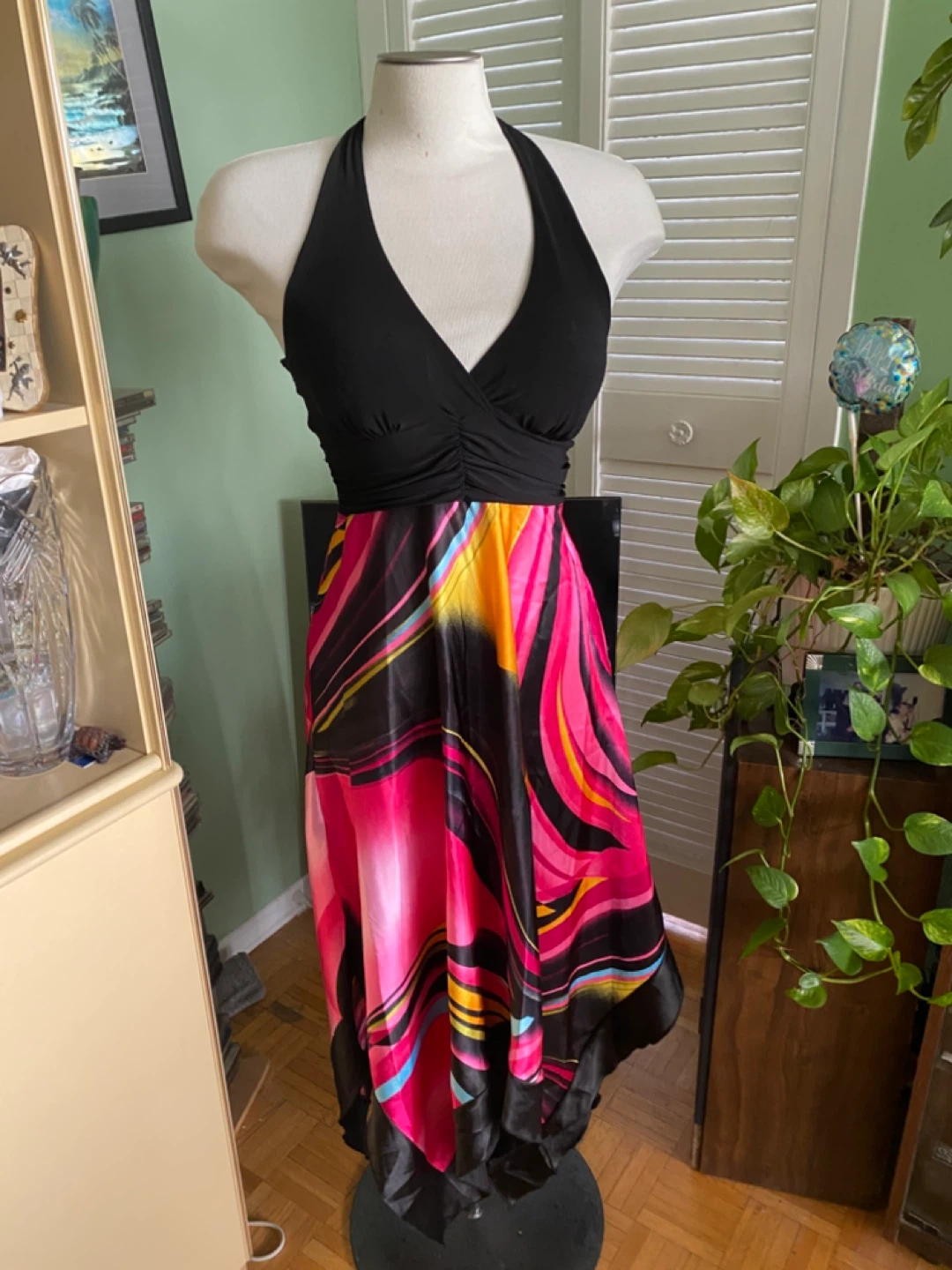 Jung Kim Halter Dress with Colorful Print