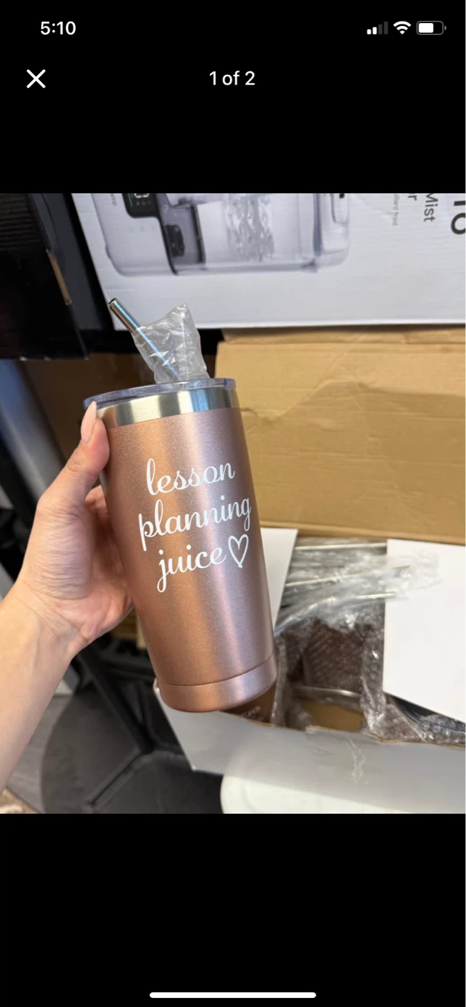 Rose Gold "Lesson Planning Juice" Tumbler with Straw