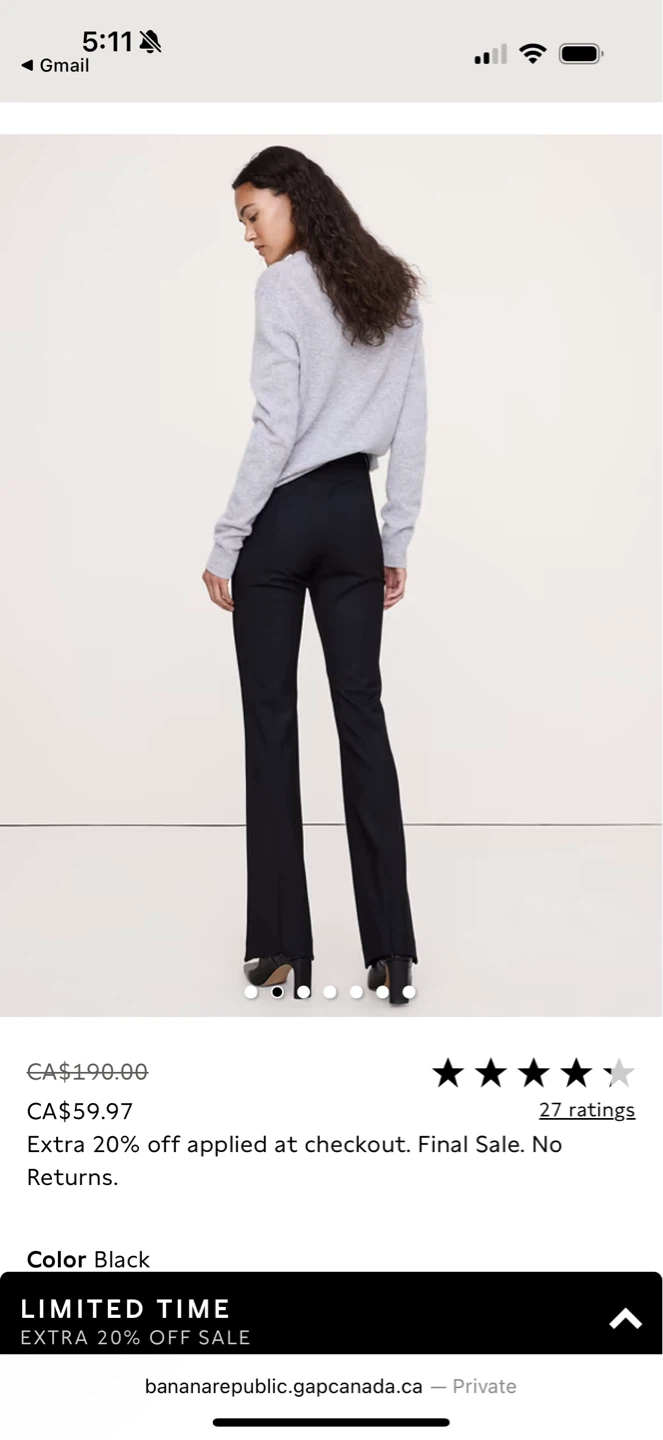 Banana Republic High-Rise Skinny Flare Pants Black size 8 long - photo 2