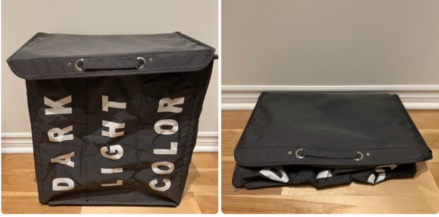 Black 3-Compartment Laundry Sorter Hamper