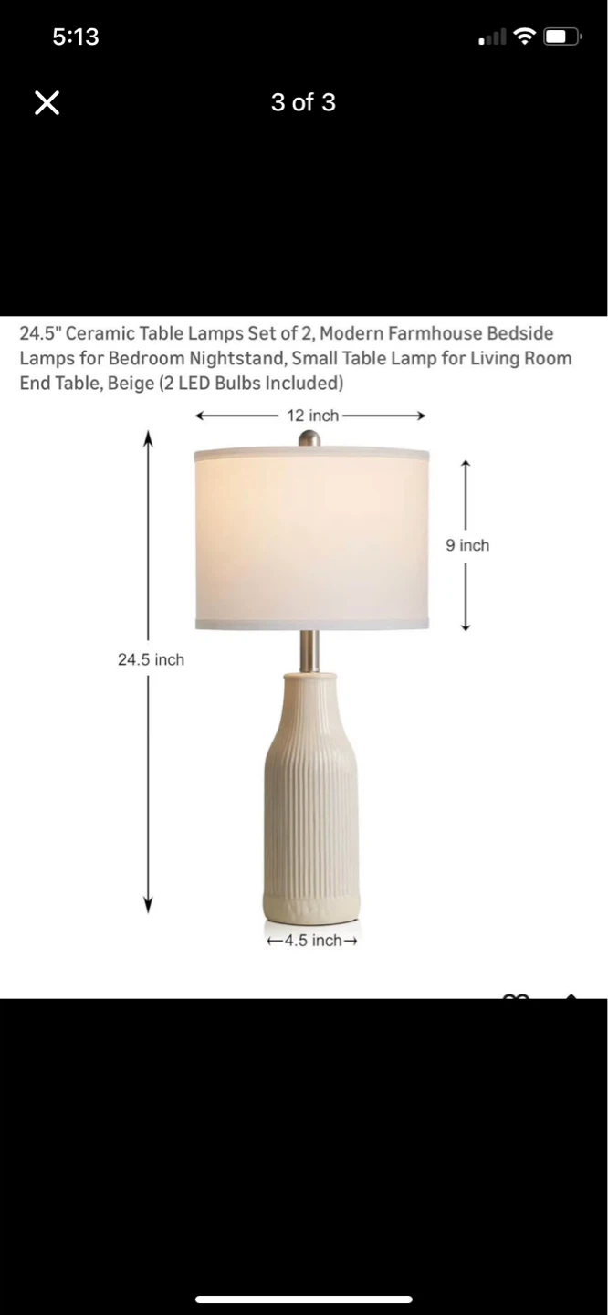 uSumkky 24.5" Ceramic Table Lamps - Set of 2, Beige - photo 3