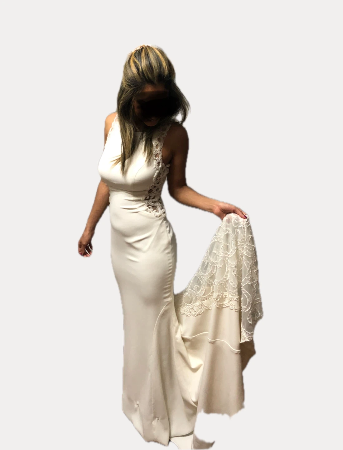 White Mermaid Wedding Dress with Lace Detail - photo 2