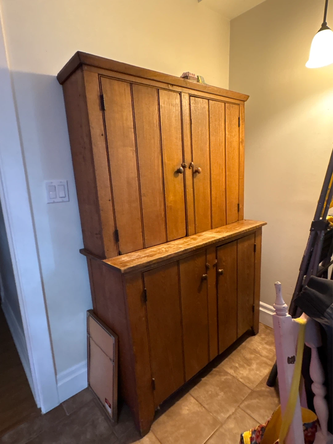 Vintage Wooden Hutch with Cabinet Doors