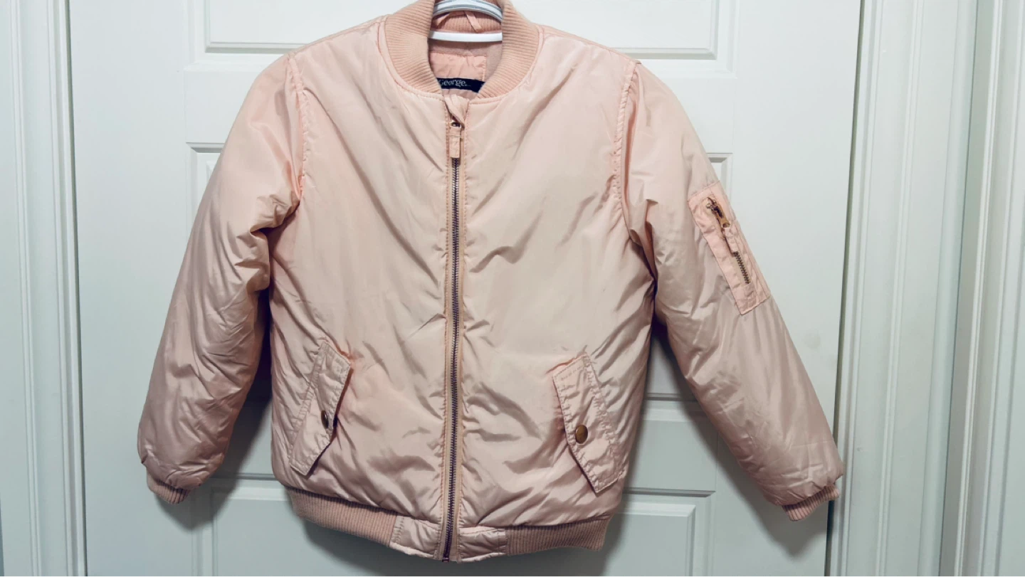 Girls Pink Bomber Jacket + Gymboree Sweater Bundle (Size 7-8) - photo 2
