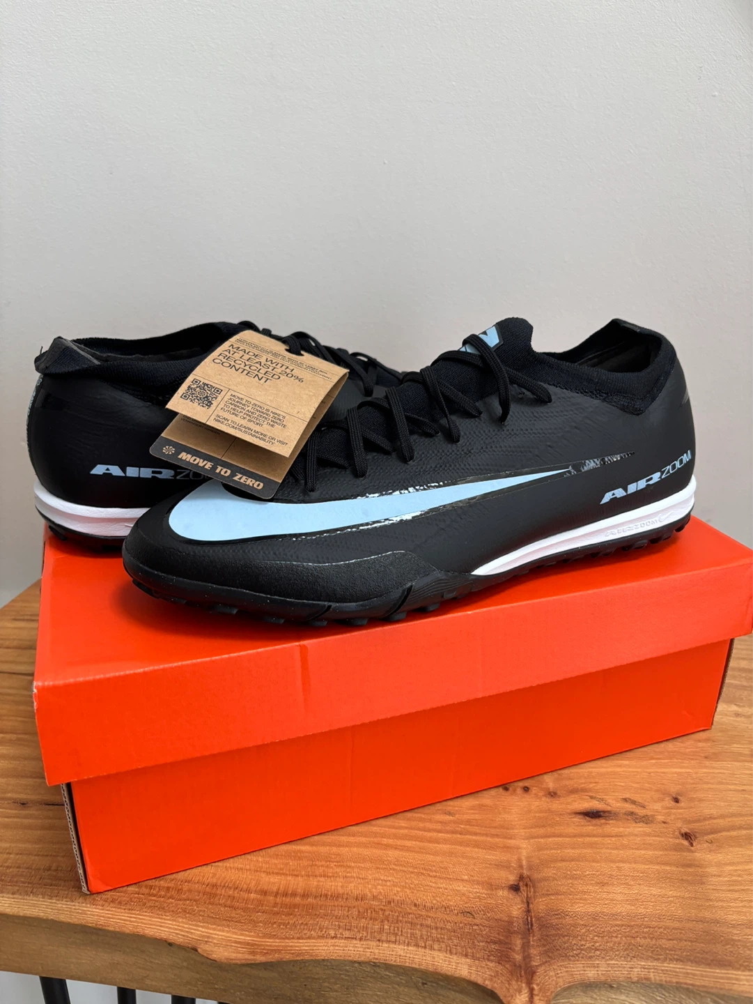 Nike Zoom Vapor 16 Pro TF Soccer Cleats Black/Ice Blue Size 10