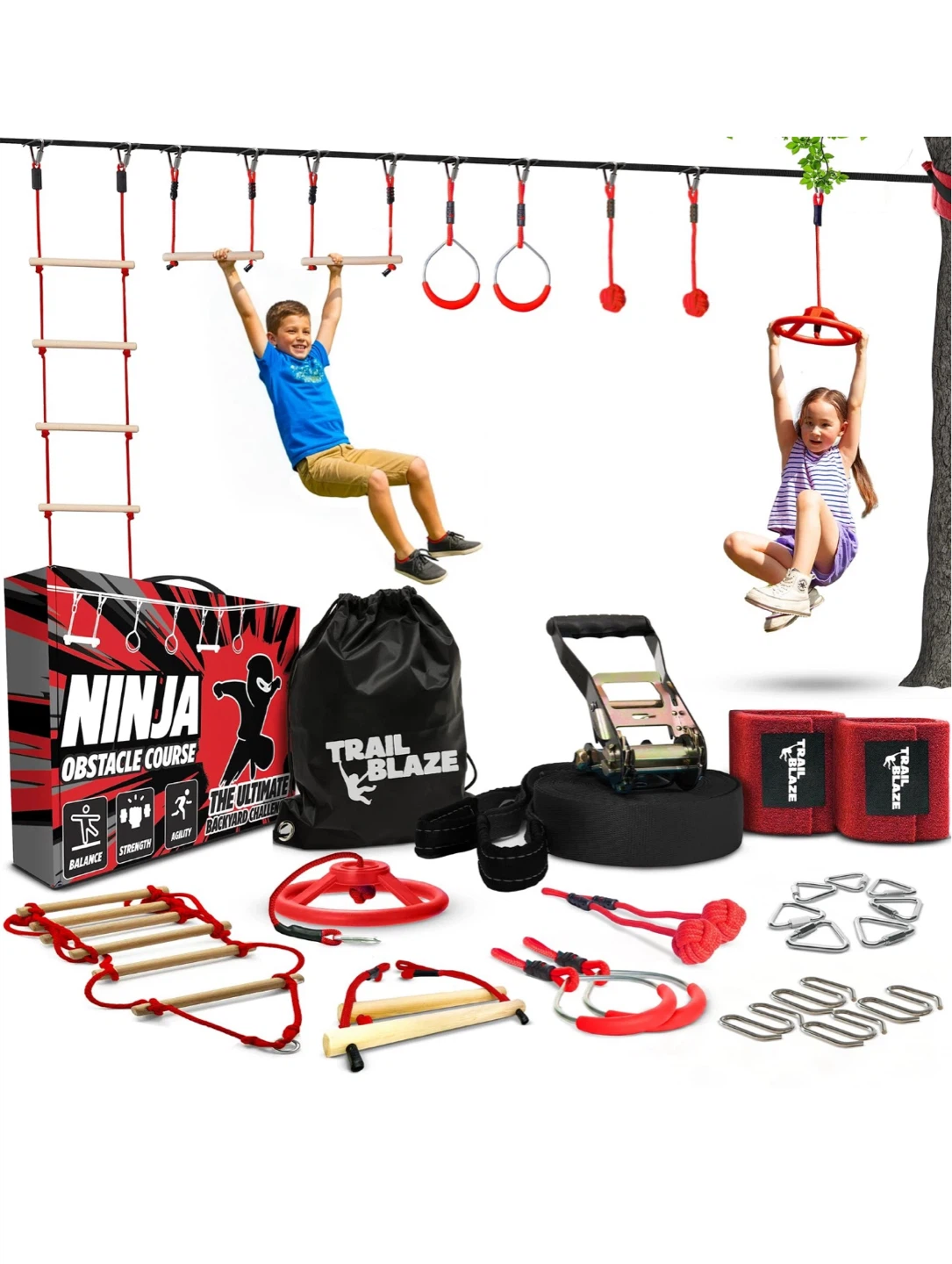Ninja Warrior Outdoor Obstacle Course for Kids Workout Equipment