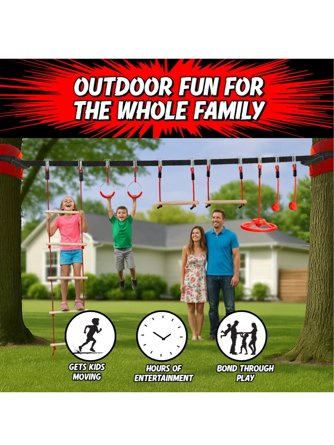 Ninja Warrior Outdoor Obstacle Course for Kids Workout Equipment - photo 2
