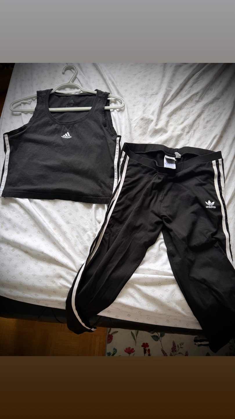 Adidas Black Athletic Tank Top and Capris Set - Size Medium