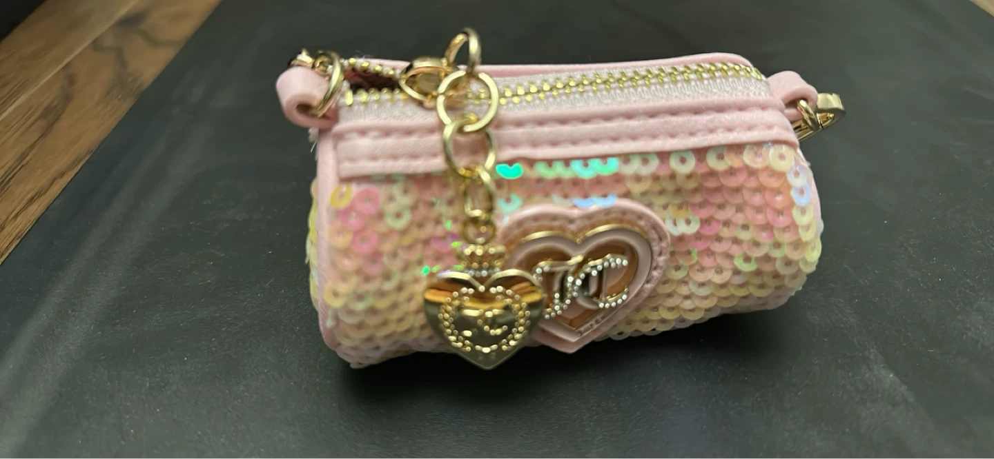 Authentic Juicy Couture Pink Sequin Mini Bag Keychain - photo 3