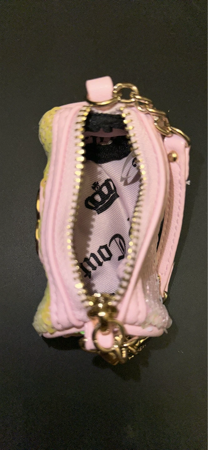 Authentic Juicy Couture Pink Sequin Mini Bag Keychain - photo 2