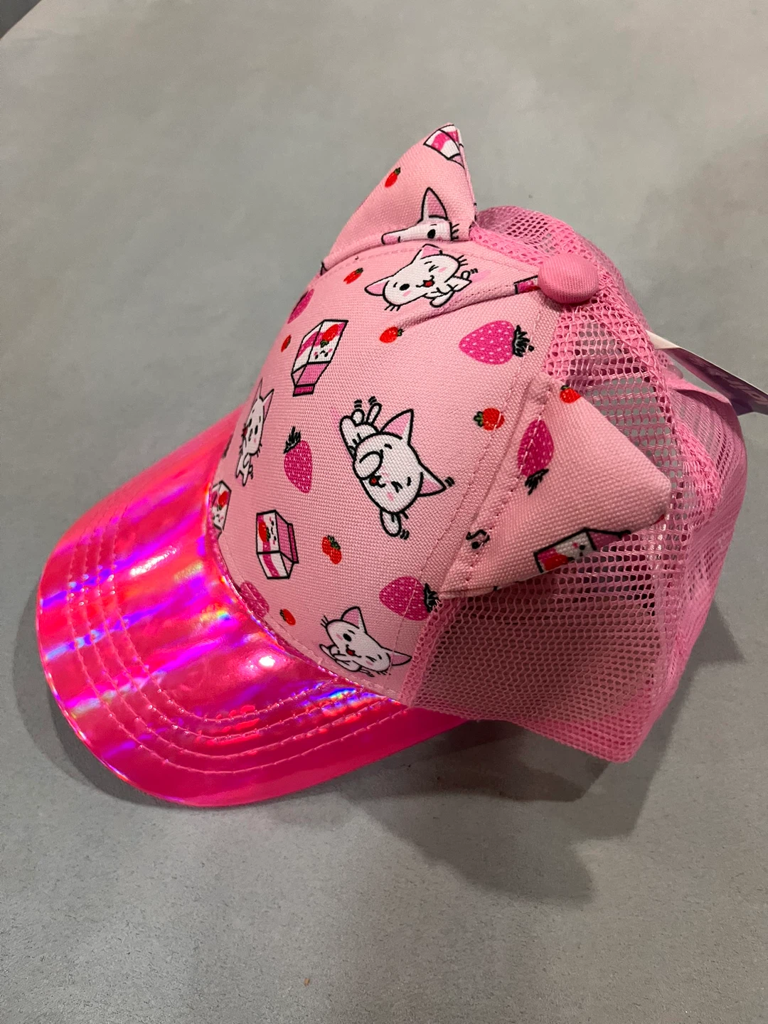 Brand NEW Pink Trucker Hat with Cat Ears and Strawberry - photo 3