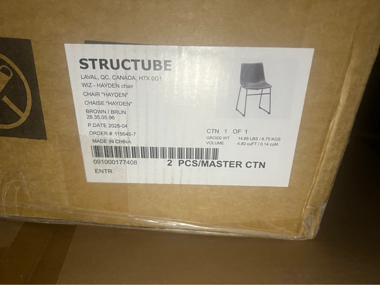 (Never opened) Two Structube Hayden Dining Chair - Brown - photo 2