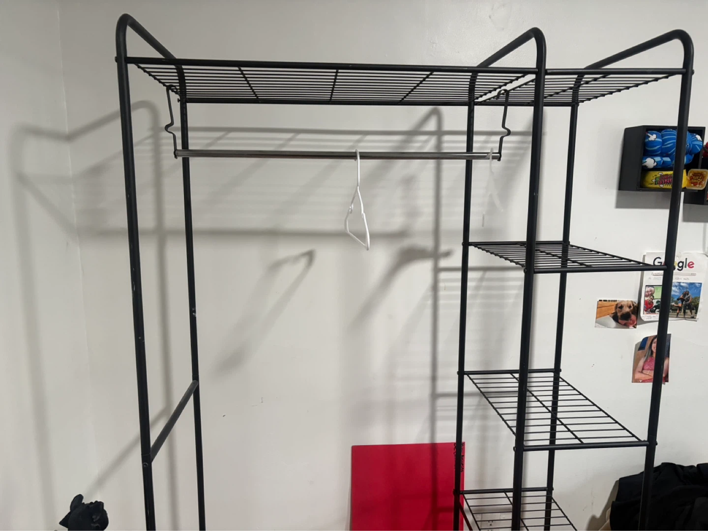 Black Metal Clothes Rack with Shelves - photo 2