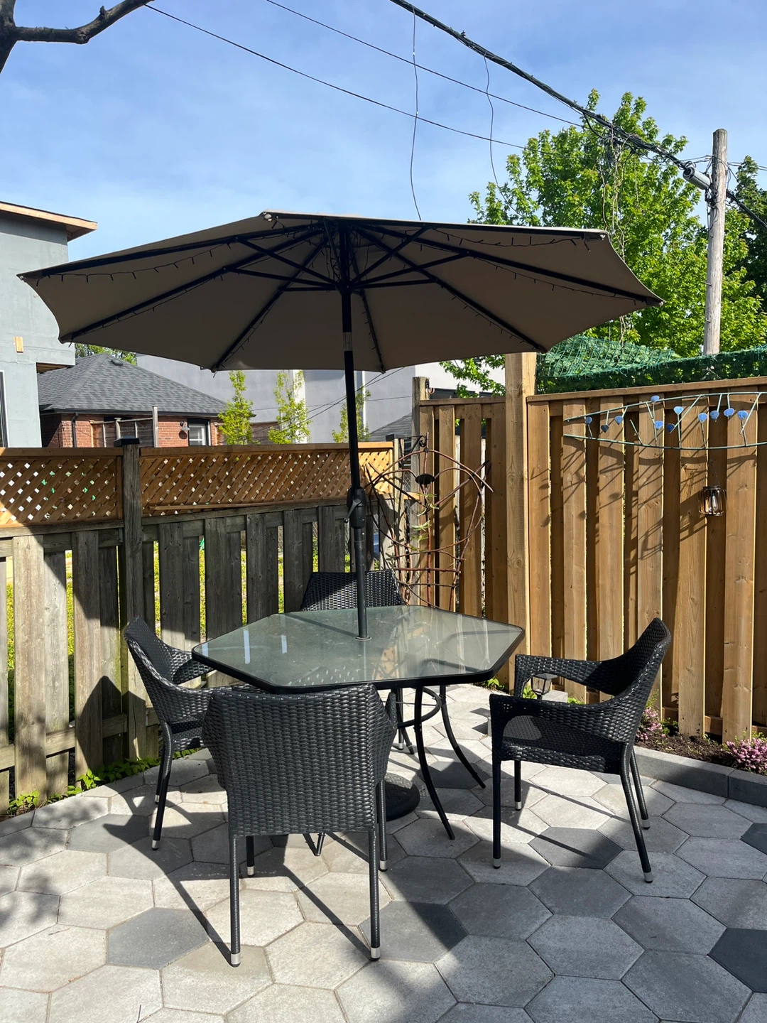 Patio Dining Set with Glass Table and 4 Chairs