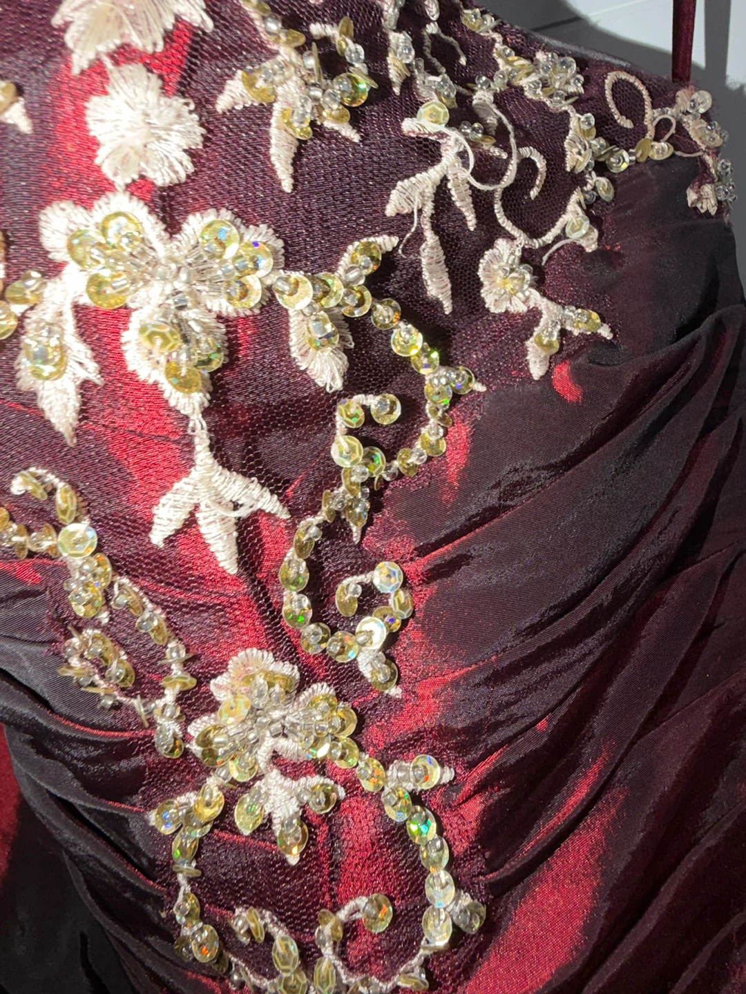 Burgundy Beaded Strapless Gown - photo 4
