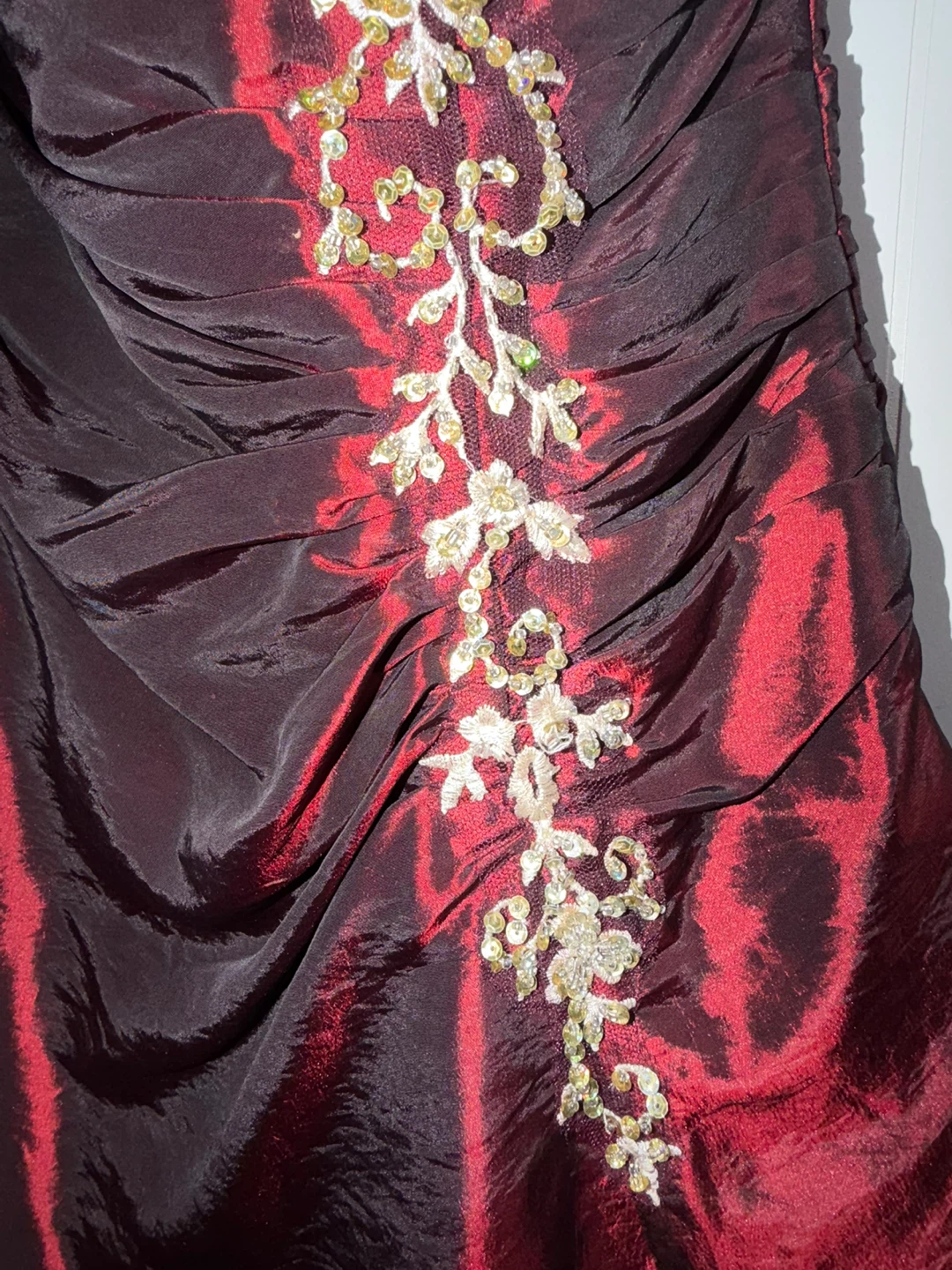 Burgundy Beaded Strapless Gown - photo 5