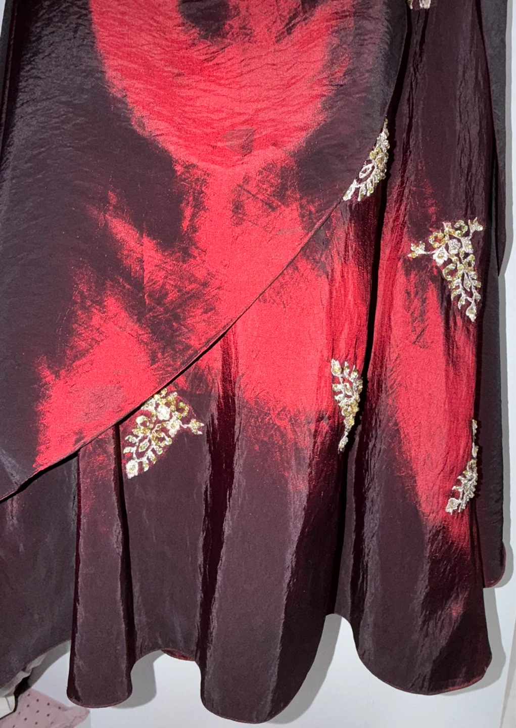 Burgundy Beaded Strapless Gown - photo 3