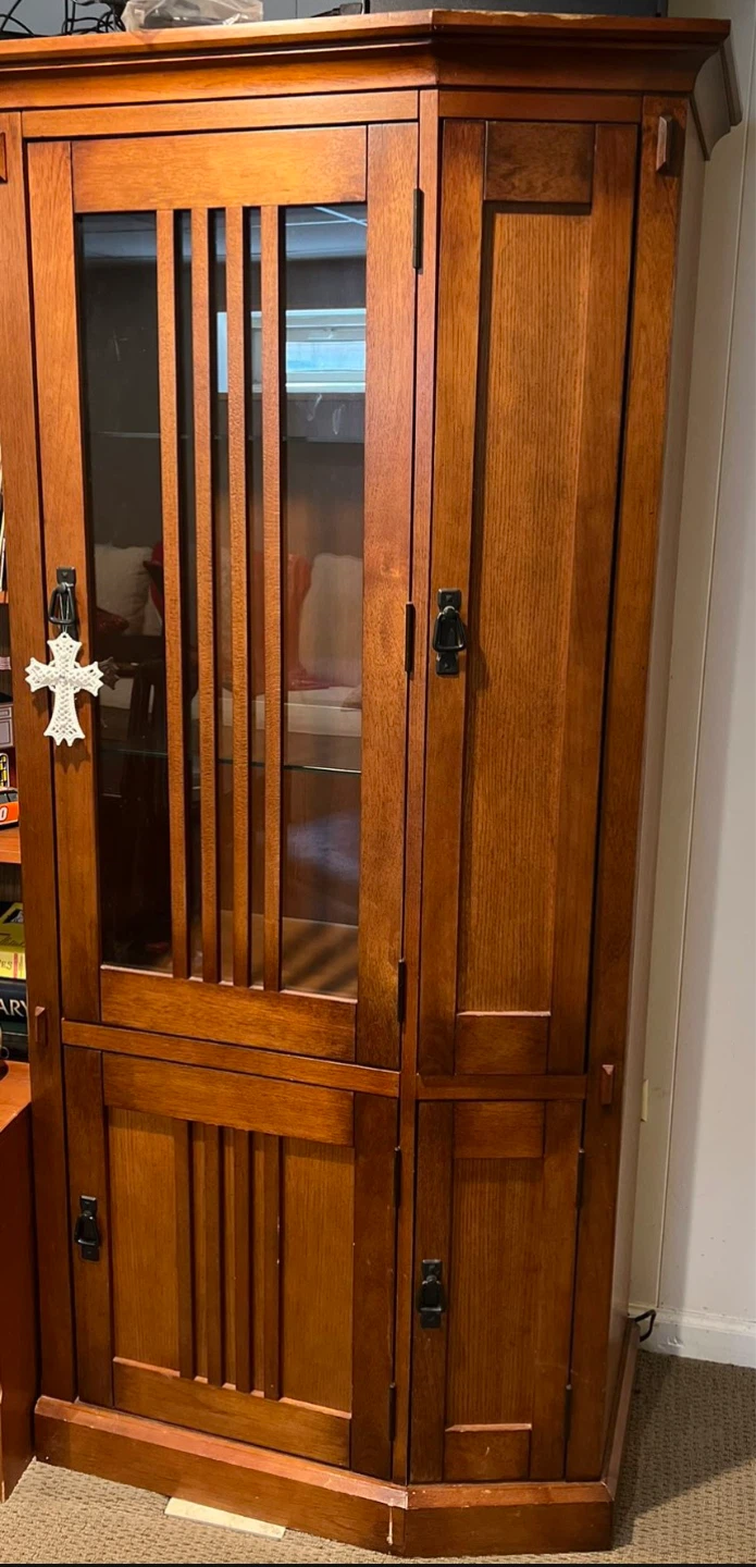 Wooden Cabinets with Glass Doors and wooden shelf unit - photo 3