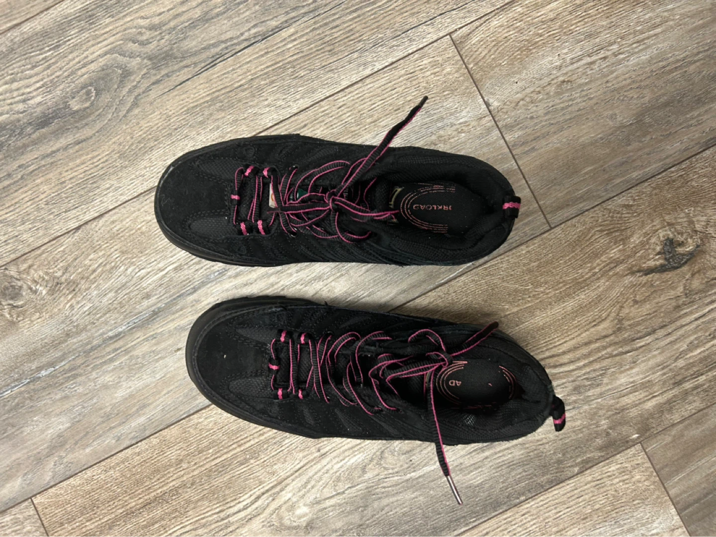 Black Work Boots with Pink Laces