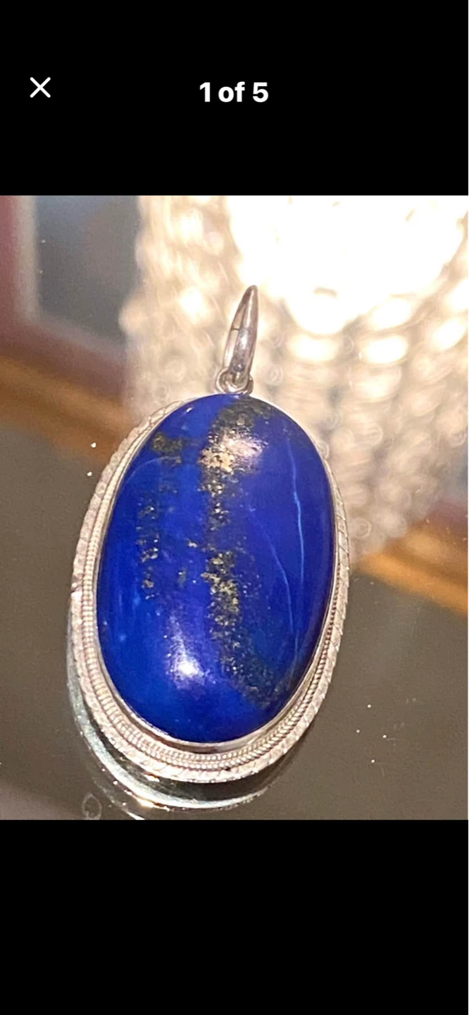 💙Estate Oval Lapis Lazuli Pendant in Sterling Silver 💙