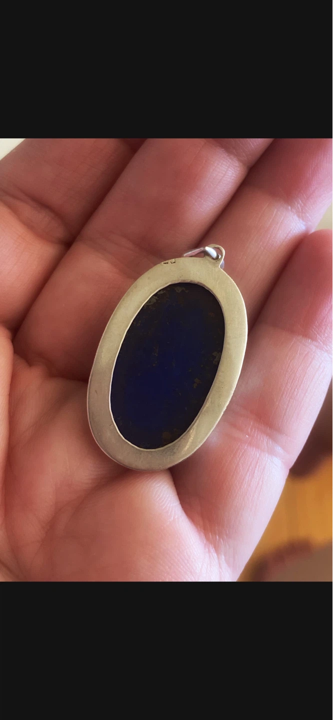 💙Estate Oval Lapis Lazuli Pendant in Sterling Silver 💙 - photo 4