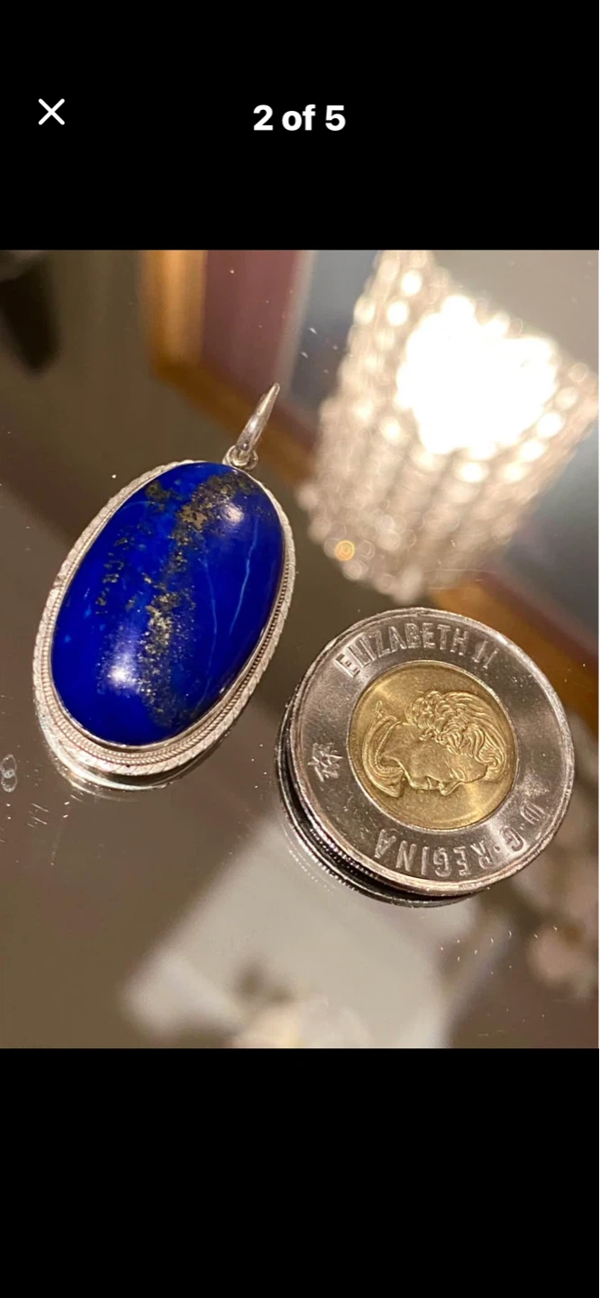 💙Estate Oval Lapis Lazuli Pendant in Sterling Silver 💙 - photo 2