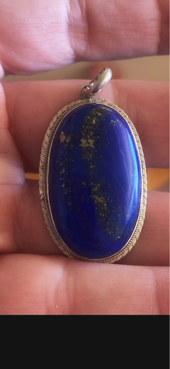 💙Estate Oval Lapis Lazuli Pendant in Sterling Silver 💙 - photo 3