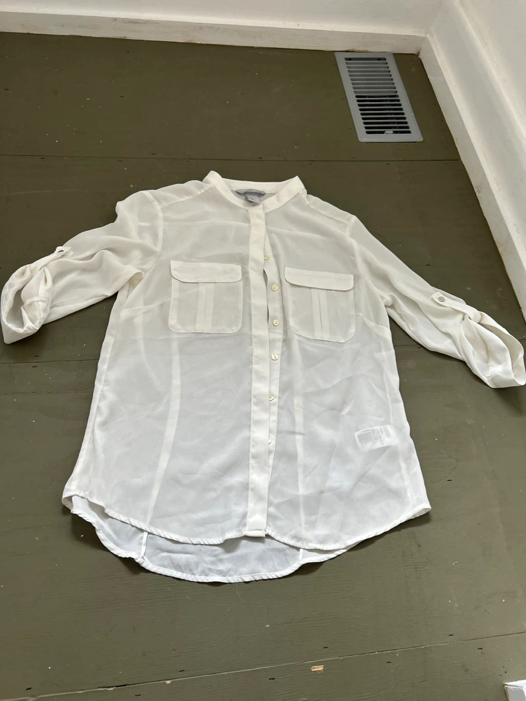 White H&M Sheer Blouse - Size 8