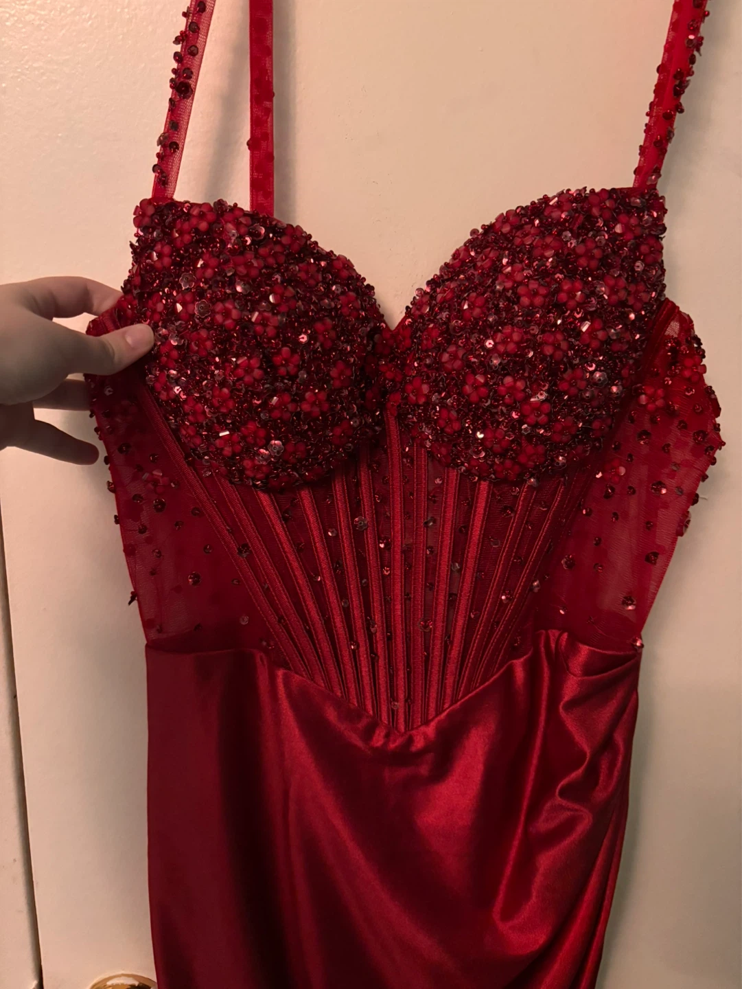 Candy Prom & Evening Red Beaded Corset Dress