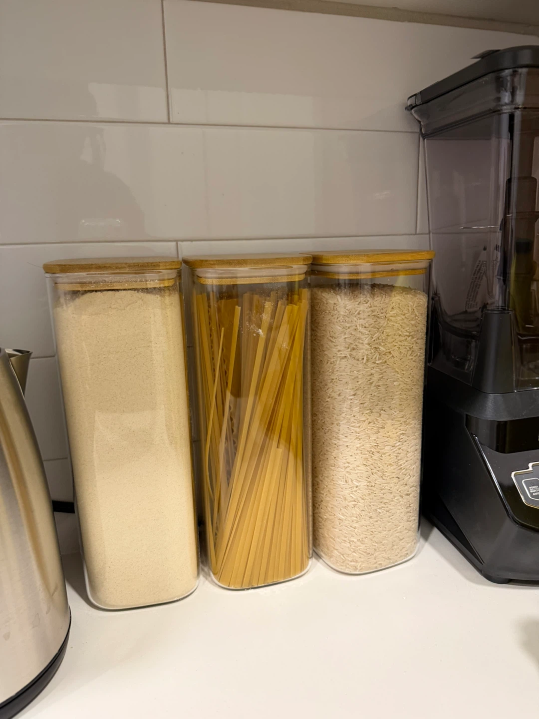 Set of 3 Clear Food Storage Containers with Bamboo Lids