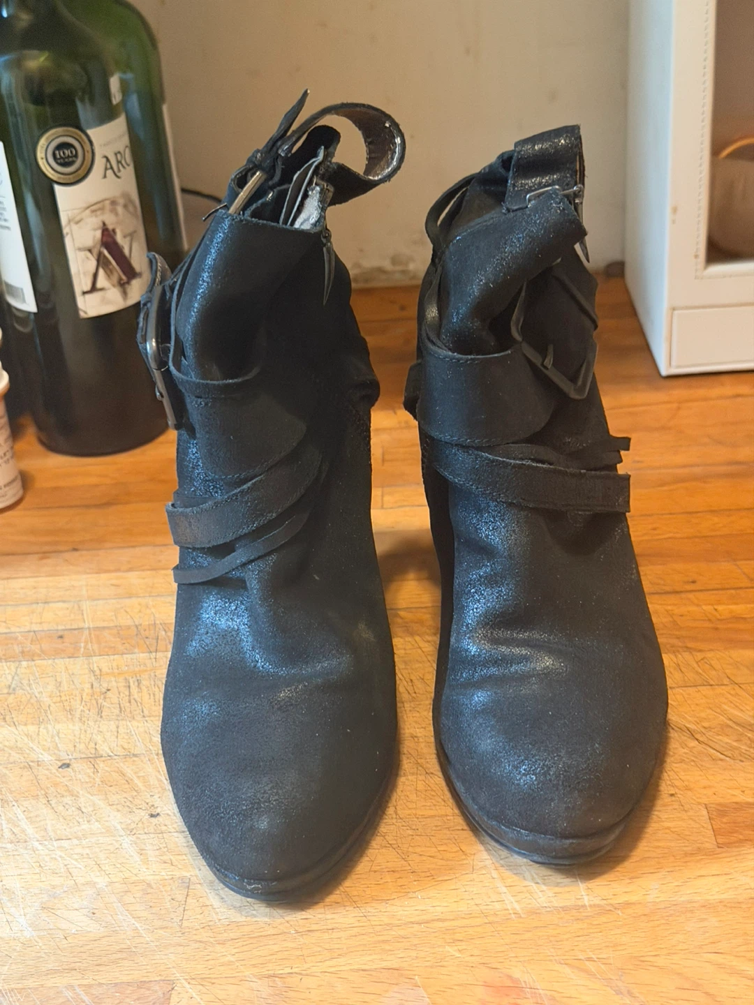 DKNY Black Suede Wedge Ankle Boots - photo 3