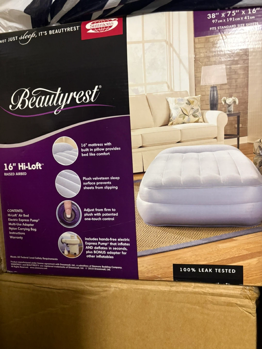 Beautyrest 16" Hi-Loft Raised Airbed with Pump