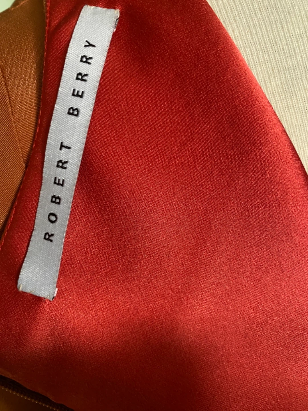 Vintage Robert Berry Orange Satin V-Neck Dress - photo 5