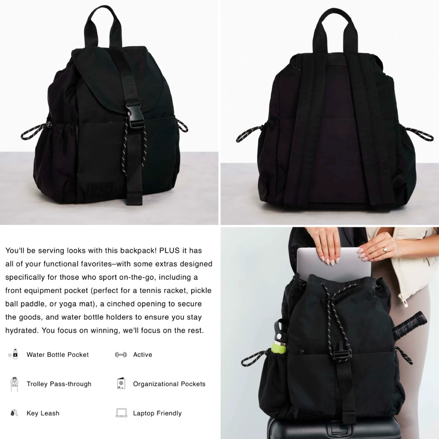 BÉIS black sport backpack